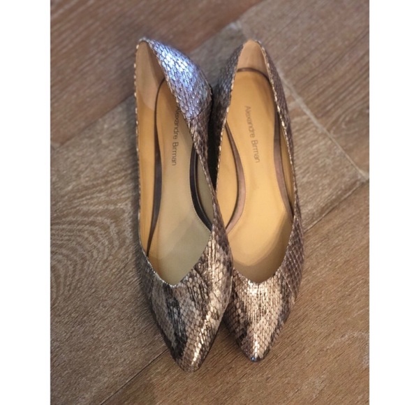 Alexandre Birman Rain Sand Metallic Python Flats - Picture 2 of 7